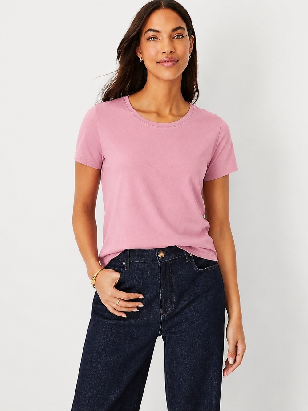 ANN TAYLOR | Pink Short Sleeve Crewneck Tee